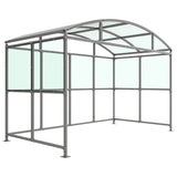 glendale-open-fronted-modular-smoking-shelter-outdoor-area-cigarette-smoke-waterproof-weather-resistant-public-spaces-university-bars-resteraunts-free-standing-galvanised-mild-steel-heavy-duty-durable-commercial-receational-PETG-curved-roof