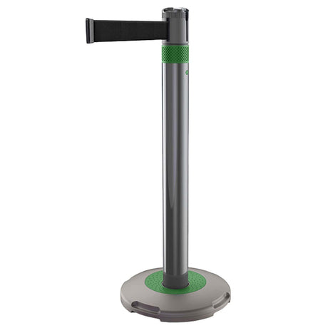 Skipper-TM-Q-retractable-barrier-queue-management-safety-barriers-airport-events-belt-tape-indoor-outdoor-post-base-purple-customisable-hospital-crowd-control-warehouse-banks-hotels-resteraunts-retraction-recycled-recyclable