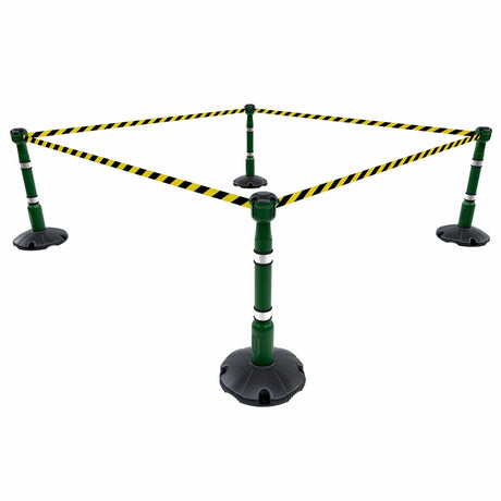 Retractable-barrier-cone-kit-Skipper-TM-traffic-safety-cone-retractable-tape-barrier-high-visibility-events-reflective-belt-portable-temporary-heavy-duty-prismatic-pvc-orange-warehouse-road-37m-black-yellow