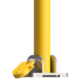 Hinged-folding-parking-post-with-integrated-locks-fb-fire-brigade-padlock-keys-secure-car-park-apartment-blocks-cities-anti-theft-heavy-duty-stainless-galvanised-powder-coated-steel-yellow-black-security-durable-vehicle-car-bollard-safety-schools-commercial-residential