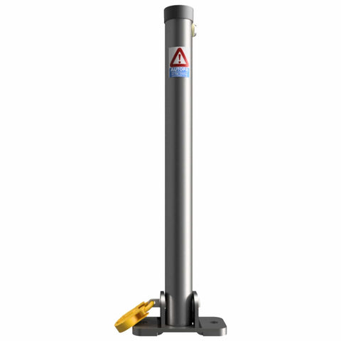 Hinged-folding-parking-post-with-integrated-locks-fb-fire-brigade-padlock-keys-secure-car-park-apartment-blocks-cities-anti-theft-heavy-duty-stainless-galvanised-powder-coated-steel-yellow-black-security-durable-vehicle-car-bollard-safety-schools-commercial-residential