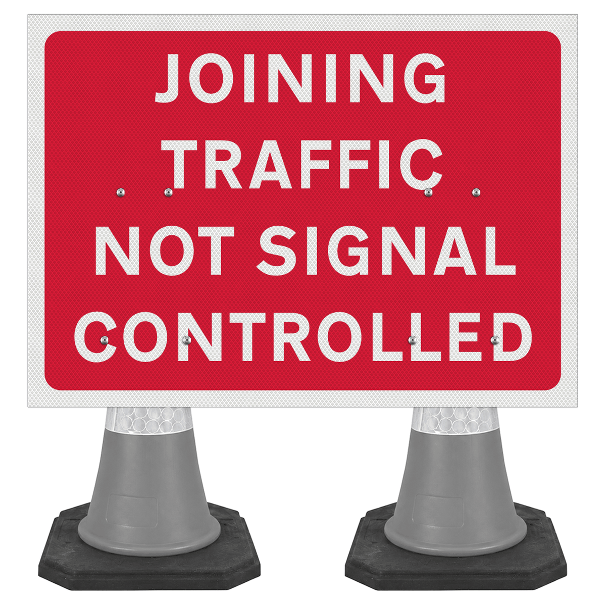 Joining Traffic Not Signal Controlled 1050 x 750mm Cone Sign (Double Cone)