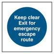 keep-clear-exit-for-emergency-escape-route-sign-safety-extinguisher-signage-fire-evacuation-escape-hazard-identify-locate-instruct-alarm-prevention-regulations-compliance-gear-self-adhesive-rigid-PVC-foam-high-impact-polystyrene-photoluminescent-polycarbonate