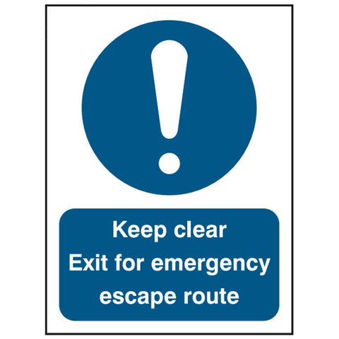 keep-clear-exit-for-emergency-escape-route-door-sign-safety-extinguisher-signage-fire-evacuation-escape-hazard-identify-locate-instruct-alarm-prevention-regulations-compliance-gear-self-adhesive-rigid-PVC-foam-high-impact-polystyrene-photoluminescent-polycarbonate