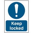 keep-locked-door-sign-safety-extinguisher-signage-fire-evacuation-escape-hazard-identify-locate-instruct-alarm-prevention-regulations-compliance-gear-self-adhesive-rigid-PVC-foam-high-impact-polystyrene-photoluminescent-polycarbonate