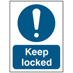 keep-locked-door-sign-safety-extinguisher-signage-fire-evacuation-escape-hazard-identify-locate-instruct-alarm-prevention-regulations-compliance-gear-self-adhesive-rigid-PVC-foam-high-impact-polystyrene-photoluminescent-polycarbonate