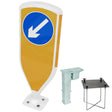 3SIXTY white-frame self-righting bollard with keep-left arrow sign