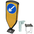 3SIXTY self-righting bollard, black frame with blue keep-left diagonal arrow face