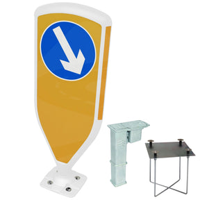 3SIXTY white-frame self-righting bollard with keep-right arrow sign