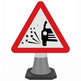 Loose Chippings on Road Ahead 750mm Triangle Cone Sign (Single Cone) 7009