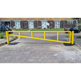 manual-swing-gate-single-leaf-car-parks-vehicle-restriction-access-control-security-custom-colour-widths-surface-mount-root-fixed-enforcement-shopping-malls-schools-retail-parks-industrial-galvanised-steel-powder-coated-durable-parking