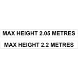 MAX-HEIGHT-2.05-2.2-metres-foamex-sign-for-height-restrictors-restriction-overhead-low-clearance-vehicle-gates-access-control-toll-booths-car-parks-enforcement-HGV-warning-industrial-commercial-sites-warehouses-theme-parks-residential-shopping-centres-stadium-parking