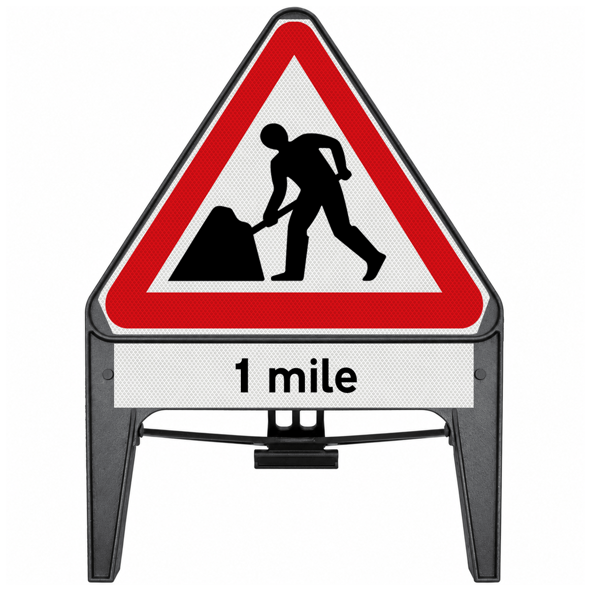Men At Work with 1 Mile Supplementary Plate 750mm Q-Sign 7001