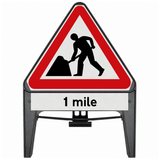 Men At Work with 1 Mile Supplementary Plate 750mm Q-Sign 7001
