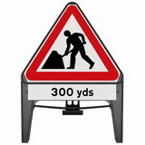 Men At Work with 300 yds Supplementary Plate 750mm Q-Sign 7001