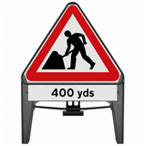 Men At Work with 400 yds Supplementary Plate 750mm Q-Sign 7001