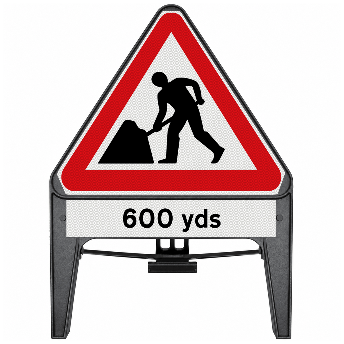 Men At Work with 600 yds Supplementary Plate 750mm Q-Sign 7001