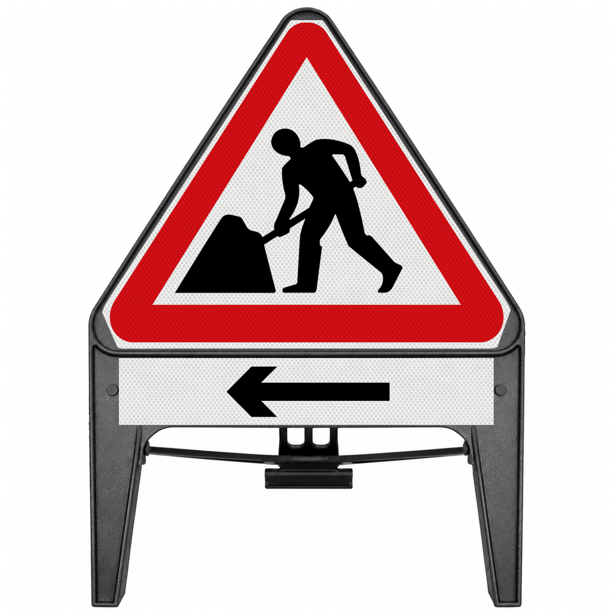 Men At Work with Arrow Left Supplementary Plate 750mm Q-Sign 7001
