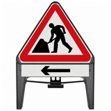 Men At Work with Arrow Left Supplementary Plate 750mm Q-Sign 7001