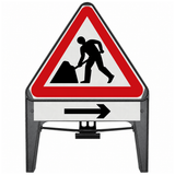 Men At Work with Arrow Right Supplementary Plate 750mm Q-Sign 7001