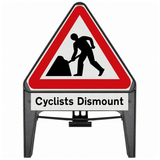 Men At Work with Cyclists Dismount Supplementary Plate 750mm Q-Sign 7001