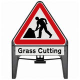 Men At Work with Grass Cutting Supplementary Plate 750mm Q-Sign 7001