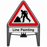 Men At Work with Line Painting Supplementary Plate 750mm Q-Sign 7001