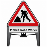 Men At Work with Mobile Road Works Supplementary Plate 750mm Q-Sign 7001