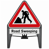 Men At Work with Road Sweeping Supplementary Plate 750mm Q-Sign