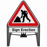 Men At Work with Sign Erection Supplementary Plate 750mm Q-Sign 7001