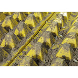 Mudstopper-cleaning-shovel-ground-guards-FODS-foreign-object-debris-system-mud-trackout-mats-matting-pyramid-pattern-agriculture-airports-road-national-parks-vehicles-tyre-treads-durable-yellow-construction-industrial-outdoor-mud-trapper-commercial-heavy-duty-utilities-civil-engineering-oil-gas-military