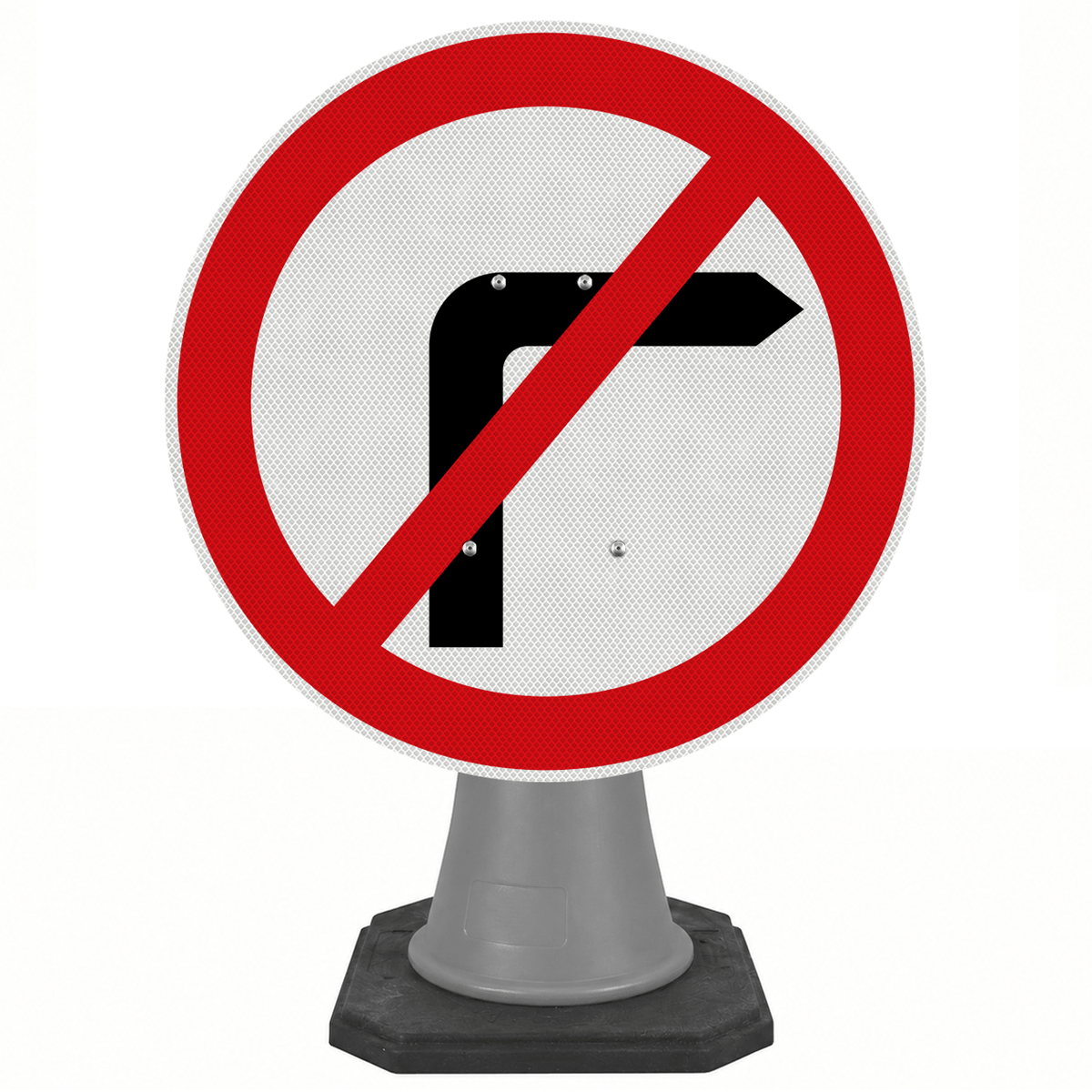 No Right Turn 750mm Circle Cone Sign (Single Cone) 612