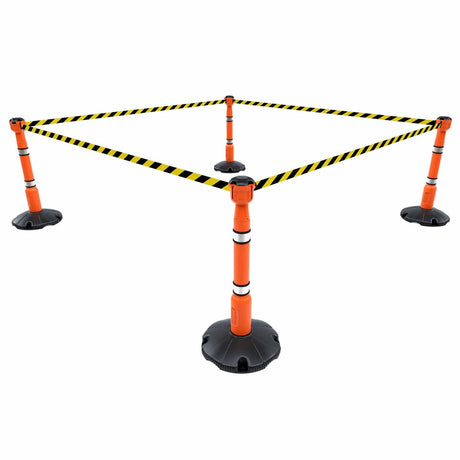 Retractable-barrier-cone-kit-Skipper-TM-traffic-safety-cone-retractable-tape-barrier-high-visibility-events-reflective-belt-portable-temporary-heavy-duty-prismatic-pvc-orange-warehouse-road-37m-black-yellow