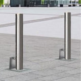 removable-round-stainless-steel-plain-bollard-1000m-tall-above-ground-urban-outdoor-security-post-detachable-pillar-street-furniture-concrete-in-cityscape-metal-column-barrier-impact-cityscape-pedestrian-protection-commercial-carpark-decorative