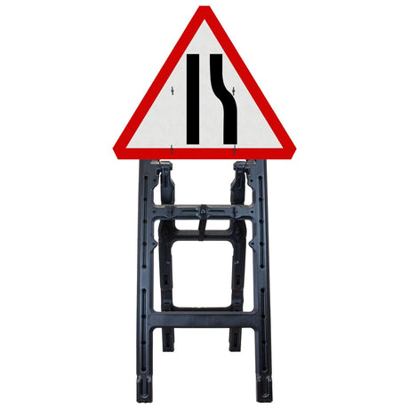 Road Narrows Left sign