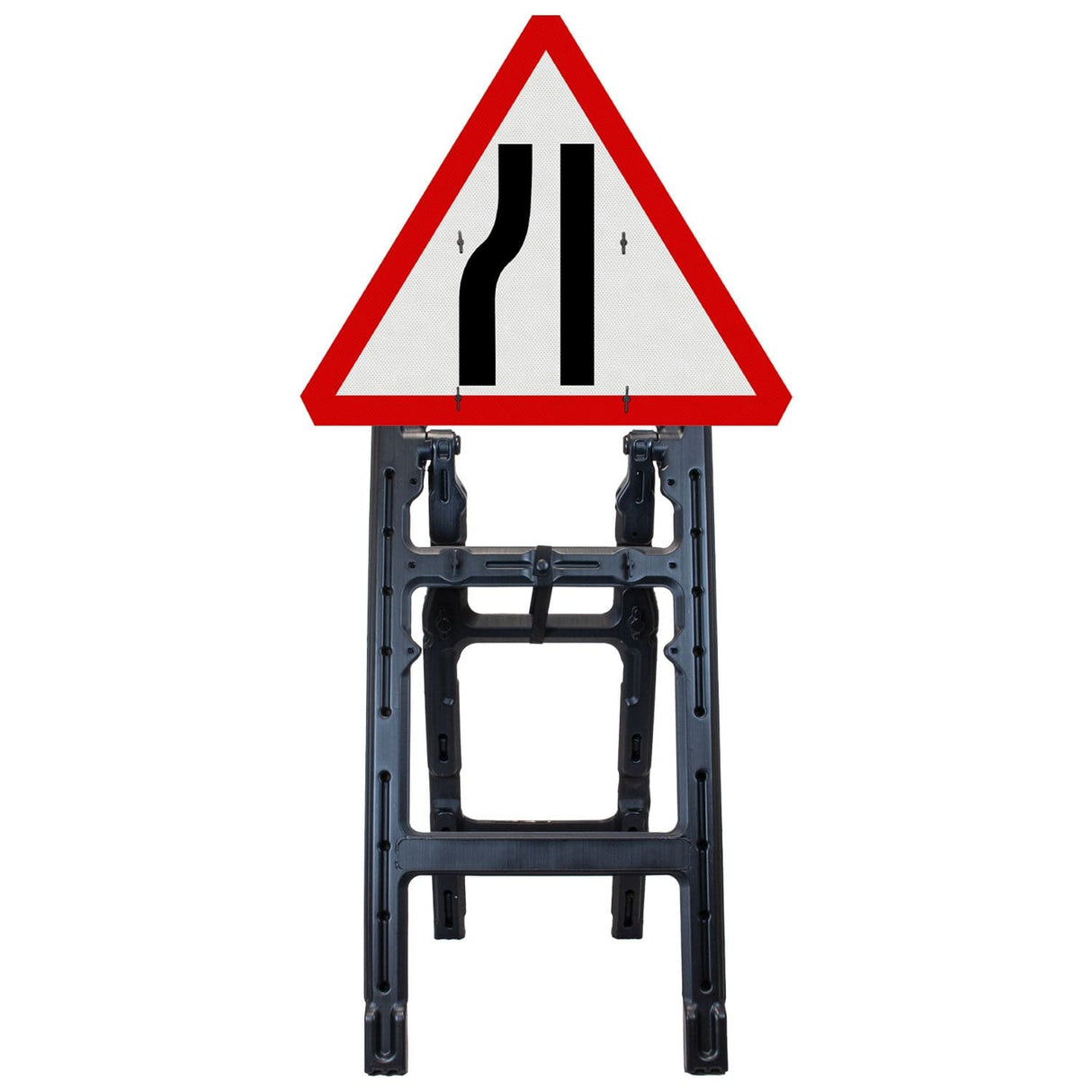 Road Narrows Left sign