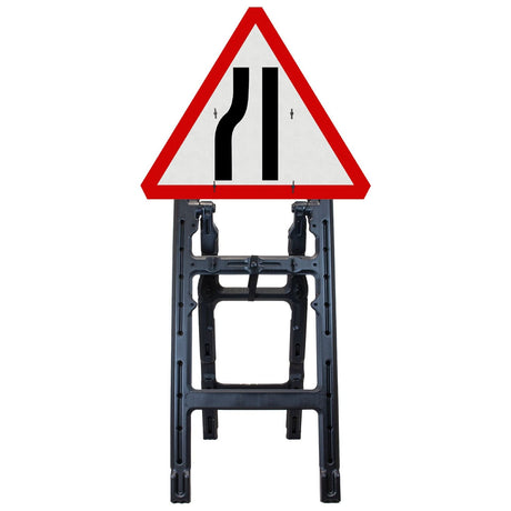 Road Narrows Left sign