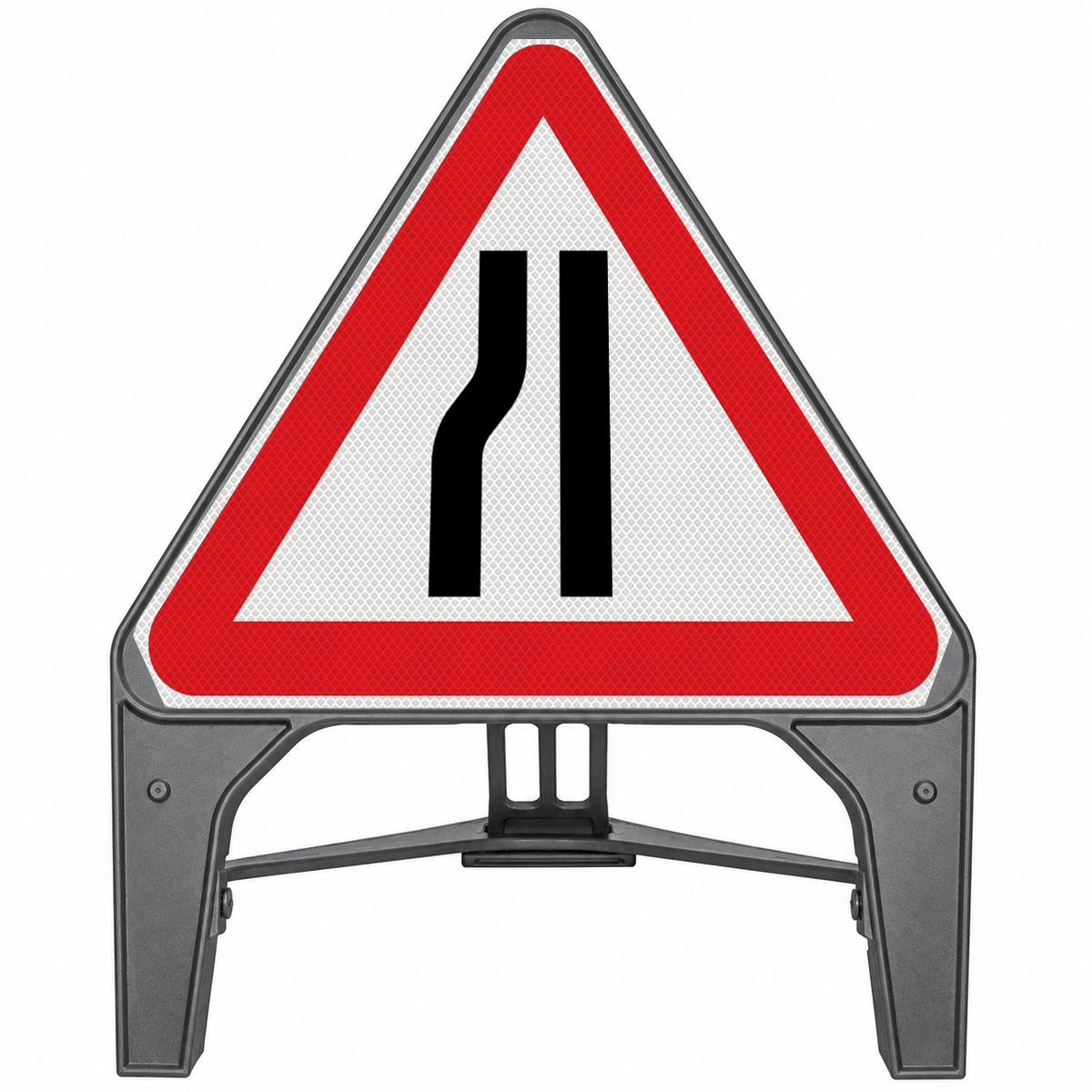 Road Narrows Left 750mm Q-Sign 517