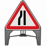 Road Narrows Left 750mm Q-Sign 517
