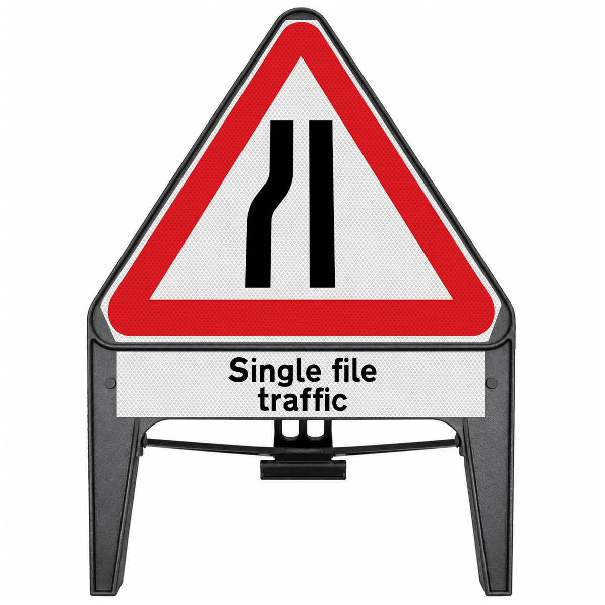 Road Narrows Left with Single File Traffic Supplementary Provision 750mm Q-Sign 517