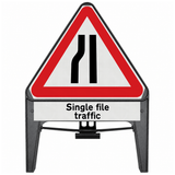 Road Narrows Left with Single File Traffic Supplementary Provision 750mm Q-Sign 517