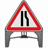 Road Narrows Right 750mm Q-Sign 517