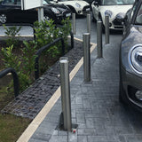 rpp-removable-security-post-retractable-lockable-round-parking-post-galvanised-steel-stainless-steel-retractapost-autopa-bollard-security-bollards-traffic-management-removable-industrial-car-park-heavy-duty-urban-parking-lot-weather-resistant-durable-outdoor