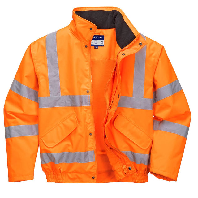 Portwest RT62 Class 3 Waterproof Hi-Vis Breathable Rain Bomber Jacket