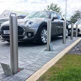 Telescopic round parking post for vehicle forecourt protection