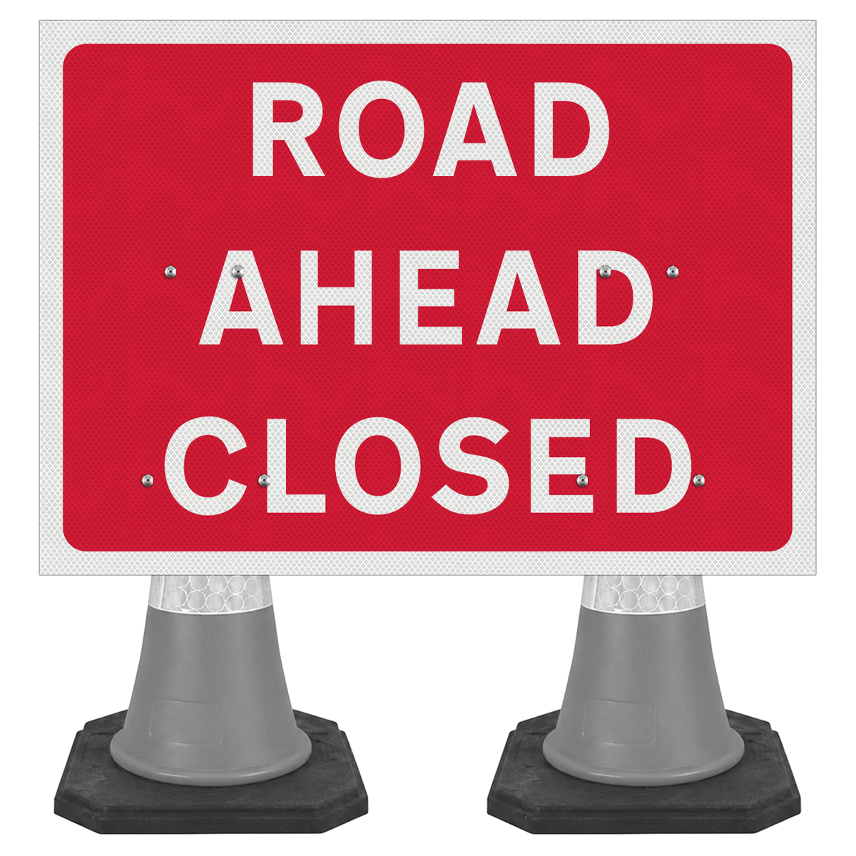 Road Ahead Closed 1050x750mm Cone Sign (Double Cone)