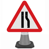 Road Narrows Right 750mm Triangle Cone Sign (Single Cone) 517