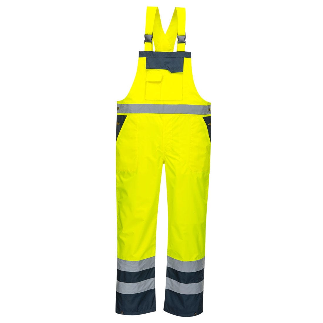 Portwest S488 Class 2 Waterproof Hi-Vis Breathable Contrast Rain Bib and Brace