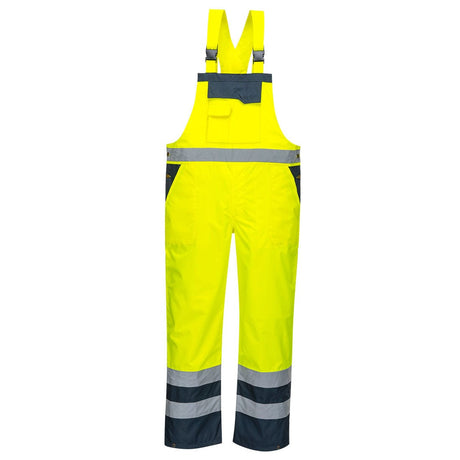 Portwest S488 Class 2 Waterproof Hi-Vis Breathable Contrast Rain Bib and Brace