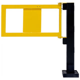 self-manual-closing-gate-BLACK-BULL-FLEX-impact-protection-system-hybrid-steel-under-run-protection-bar-plastic-flexible-railing-system-shock-absorbant-high-visibility-black-yellow-hot-dip-galvanised-powder-coated-modular-indoor-outdoor-traffic-lanes-forklift-pedestrian-safety-industrial-factories-plant-machinery